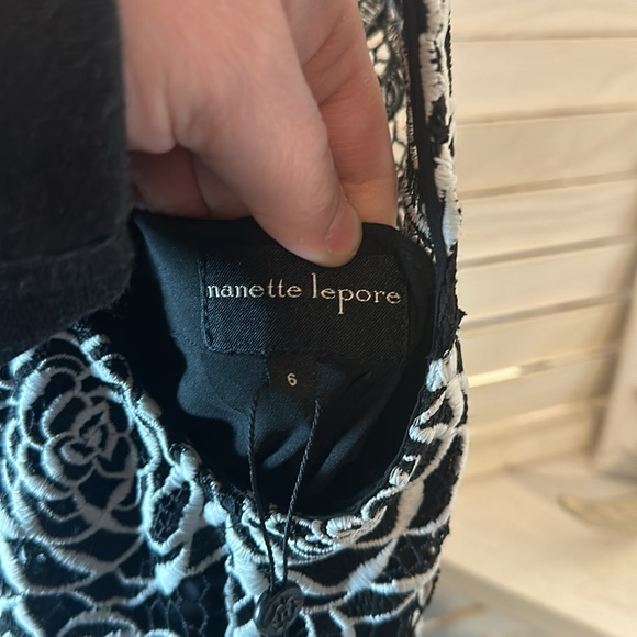 NWT Nanette Lepore Black and White Lace Shift Dress - Picture 6 of 10